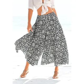 LASCANA Hosenrock "mit weitem Bein" Alloverdruck, Culotte, weites Bein, luftige Sommerhose, Schlupfhose, marine, creme