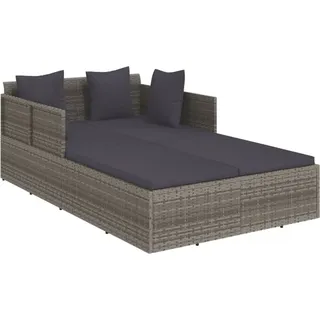 vidaXL Sonnenliege mit Kissen Grau 182x118x63 cm Poly Rattan - Grau