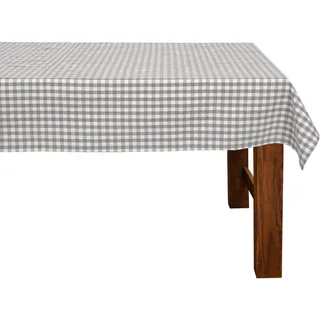FILU Tischdecke 140 x 220 cm Grau/Weiß kariert (Farbe und Größe wählbar) - hochwertig gefertigtes Tischtuch aus 100% Baumwolle