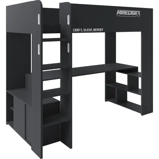 Hochbett PHOENIX, schwarz, B:96cm H:181cm L:226,5cm, Hochbetten, Hochbett