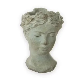 Exner Büste Antik-Look ca. 27x18 cm Pflanzgefäß - Matt-Grau - Für Pflanzen & Blumen - Antik Dekoration - Robuste Keramik - Blumentopf Vintage Deko