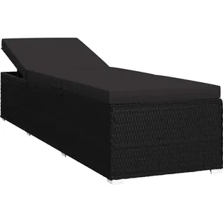 VidaXL 46221, Lounge, Gepolsterter Sitz, Polyrattan, Stahl, Schwarz, 600 mm, 1950 mm - Schwarz