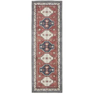 benuta Vintage-Läufer George waschbar 80x240 cm , Multicolor, Blau , Kunststoff , Vintage , Rechteckig , 80x240 cm , Oeko-Tex® Standard 100 , in verschiedenen Größen erhältlich, rutschfeste Unterfläche, waschbar , Teppiche und Böden, Teppiche, Teppichläufer, Läufer