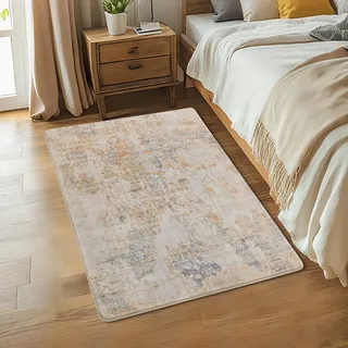 Safunion Teppich Wohnzimmer Schlafzimmer KurzFlor Modern Teppiche Groß Weich rutschfest Abstrakte (Grau/Beige/Gold/Multi, 80 x 120 cm)