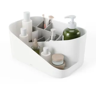 Umbra Glam Kosmetik Organizer, Accessoire Aufbewahrung, Make Up Aufbewahrungsbox mit herausnehmbarem Innenteil, Weiss/Grau, Einheitsgröße