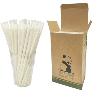 Lang Natural Bambus Trinkhalme 8×210mm, 200 Stück Bambus Strohhalme Cellulose Plant Faser Strohhalme Einweg für Heiße und Kalte Getränke