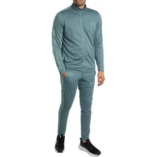 Under Armour Herren Rival Knit Track Suit, zweiteiliger Jogginganzug mit Hose und Sweatjacke, schnelltrocknender Trainingsanzug aus weichem Stricktrikot,Jasper Blue/Serpentine/Serpentine,SM