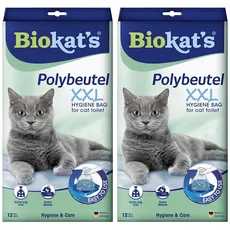 Biokat's Polybeutel XXL - Beutel zur Auslage in der Katzentoilette für hygienischen Wechsel der Katzenstreu - 1 Packung (1 x 12 Beutel) (Packung mit 2)