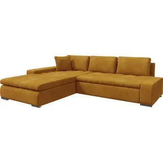 MIRJAN24 Ecksofa Orkan, Elegante Polsterecke, Schlaffunktion und Bettkasten, Eckcouch vom Hersteller (Farbe: Wave 05) - Orange