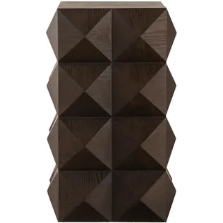 Modfu Beistelltisch aus Massivholz und MDF 37x37x60 cm Braun Höhe im Retro-Stil mit Reliefstruktur und ohne Montage , Holzwerkstoff , 37x60x37 cm , Wohnzimmer, Wohnzimmertische, Beistelltische