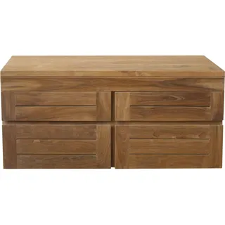 Teako Design Waschtisch hängend Sunne 90cm/120cm - Massivholz Badmöbel wetterfest nachhaltig (50 x 120 x 54,6 cm)