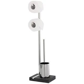 blomus -MENOTO- Stand WC-Garnitur aus poliertem Edelstahl, freistehender Toilettenbutler, Platz für 2 WC-Rollen, exklusive Optik, Badaccessoire (H / B / T: 71 x 20 x 15 cm, Edelstahl-poliert, 68663)