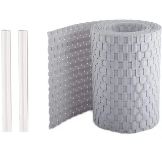 Sellon24 Sichtschutzstreifen Sichtschutz Rattan Doppelstabmatten mit Clips 19 x 255cm Zaunblende inkl. Befestigungsclips Stabmattenzaun 2,5m (RD07_weiß)
