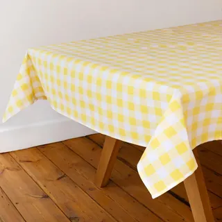 Talking Tables Stoff große gelbe Karierte Gingham Tischdecke aus recycelter Baumwolle rechteckig wiederverwendbar waschbar Tischbedeckung Außenessen Buffets Hochzeiten Partys Picknicks 180 x 140 cm