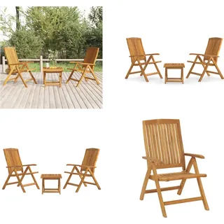 vidaXL 3 tlg. Garten Lounge Set Massivholz Teak - Garten Lounge Set - Garten Lounge Sets - Lounge Set - Gartenmöbel Set - Braun
