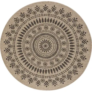 livabliss Teppich ILA, rund, Höhe: 8 mm, Teppich In- /Outdoor Boho Jute-Optik, Balkon, Terrasse, Garten, Rund beige Ø 100 cm x 8 mm