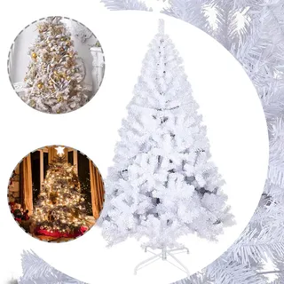 Jopassy Weihnachtsbaum Kunstbaum Dekobaum Weihnachts-Baum Tannennadeln innen/Außen 210cm Weiß - Weiß
