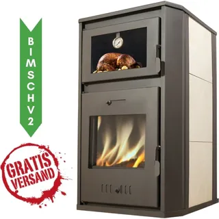 Kaminofen Holzofen Wasserführend mit Backfach Balkan Energy Modell Rosana Ceramic 15.26kW - 25.5kW