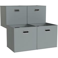 ATHLON TOOLS 4x Faltboxen 33L verstärkt, 33x33x33cm - Oxford-Material - je 2 Griffe - Aufbewahrungswürfel - Hochwertige Organizer-Boxen (Grau)