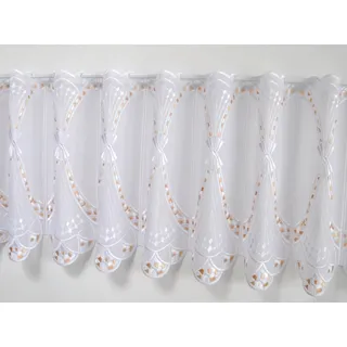 Scheibengardine STICKEREIEN PLAUEN "Fächer" Gr. 4, weiß (weiß, apricot), B:193cm H:40cm, Voile, Polyester, Gardinen, Scheibengardine