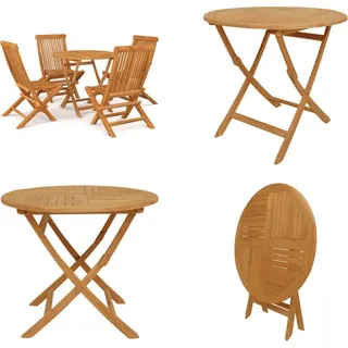 vidaXL 5 tlg. Garten Essgruppe Massivholz Teak - Garten-Essgruppe - Garten-Essgruppen - Gartenmöbel-Set - Gartenmöbel-Sets - Braun