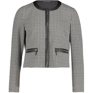 Jackenblazer BETTY BARCLAY "Blazer-Jacke langarm", Damen, Gr. 36, weiß (weiß, schwarz), Obermaterial: 67% Polyester PES. 30% Viskose CV. 3% Elasthan EL., Blazer Jackenblazer