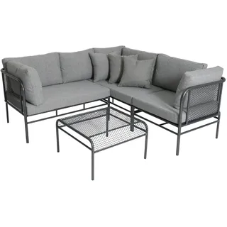 greemotion Loungeset Toulouse eisengrau/grau, Eckbank mit Tisch für In- und Outdoor, Bank mit Rückenverstellung, pflegeleichtes Streckmetallgestell, Sitzelemente einfach umzustellen, ca. 5 Sitzplätze