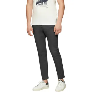 Chinohose S.OLIVER, Herren, Gr. 38, Länge 34, grau (dunkelgrau), Obermaterial: 98% Baumwolle, 2% Elasthan, unifarben, slim fit normal, Hosen Chinohose, im Five-Pocket Style