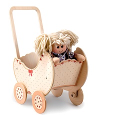 Dida - Der Puppenwagen Aus Holz Dekoration Schleife ist EIN Holzpuppenwagen Zum Schieben Der Puppen Der Kleinkinder. Der Spielwagen Ist Ideal Für Kindergarten und Zu Hause