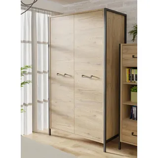 Forte Oriental Tree Kleiderschrank 110, Kleiderschrank im Industrial Stil, 2-türig, Drehtürenschrank, Holzwerkstoff, Schränke