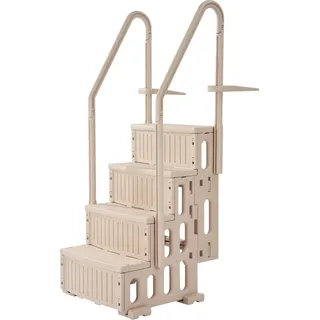 4-stufige taupefarbene Poolleiter mit 2 Handläufen, belastbar bis 180 kg, für Pools mit einer Tiefe von 122 bis 137 cm - Taupe