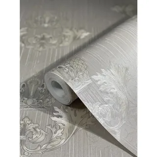 Glööckler Vliestapete Imperial Krone Blattmotiv Wappenoptik Grau