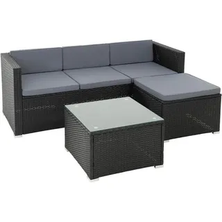 Rattan Lounge Sitzgruppe Gartenmöbel Set Sofa Couch 3-Sitzer schwarz Rattanmöbel