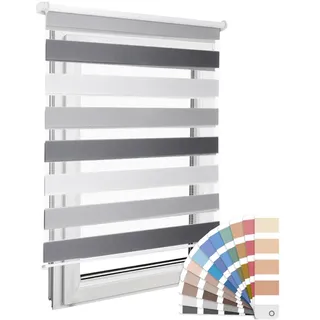 Home-Vision Premium DuoRollo Schrauben Weiß-Grau-Graphit B160 x H220 cm | Doppelrollo mit Bohren zum Anschrauben Rollos für Fenster und Türen Sichtschutz lichtdurchlässig