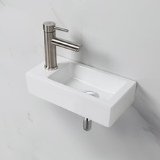 Ibergrif Hänge-Waschbecken, 37.6 x18.8 x 9.3 CM, Einfache Reinigung und Installation, Geeignet für Badezimmer, Weiß, Keramikmaterial