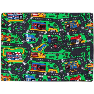 Primaflor-Ideen in Textil Kinderteppich »CITY«, rechteckig, 5 mm Höhe, Straßen-Spiel-Teppich, Straßenbreite ca. 9 cm, Kinderzimmer, grün