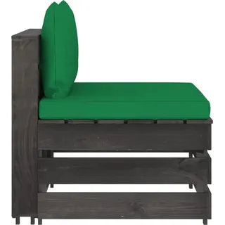 vidaXL Modulares Mittelsofa mit Kissen Grau Imprägniertes Holz - Grün