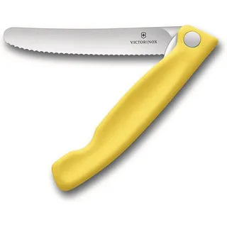 Victorinox Swiss Classic Profi Tomaten- und Tafelmesser, Extra Scharfe Klinge, Wellenschliff, 11 cm, Rostfreier Stahl, gelb