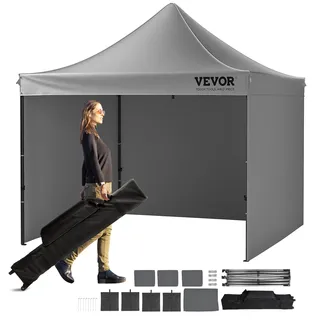 Vevor Faltpavillon 3,05 x 3,05 m inkl. 4 Seitenteile Silber