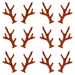 GORGECRAFT 20 Paar Mini Geweih Haarspangen Verzierungen Braun Weihnachts Hirsch Beflocktes Hirschgeweih Zubehör Rentier Elch Zweig Tiere Horn Schneemann Hand Für Stirnband Schneemann Hochzeitsfeier