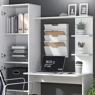 Vicco Schreibtisch Tessa weiß Basteltisch mit Schrank