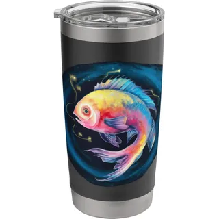 Süßer Fisch mit starken Wasserfarben Doppelwandiger Edelstahl-Thermobecher