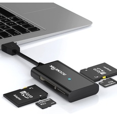 USB 3.0 SD/TF Kartenleser USB Card Reader Adapter 4 Steckplätze SD/Micro SD Kartenlesegerät für SDXC, SDHC, SD, MMC, RS-MMC, Micro SDXC, Micro SDHC Karte - kompatibel mit Windows/Mac/OS
