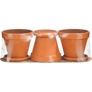 Mica Decorations Topf 3er-Set mit Schüssel Stan 13,5 cm x Ø 12,5 cm Terracotta