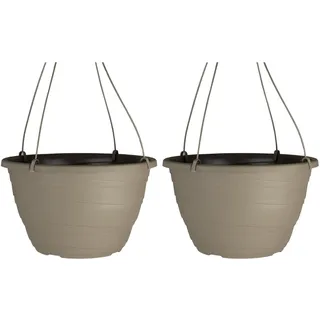 The HC Companies 33 cm gewickelter hängender Übertopf - Leichter Outdoor-Kunststoff-Hängetopf für Pflanzen, Kräuter, Blumen, Pfefferstein (2 Stück)
