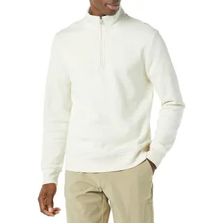 Amazon Essentials Herren-Sweatshirt aus Fleece, langärmelig, Viertelreißverschluss, Off-White, Größe XXL