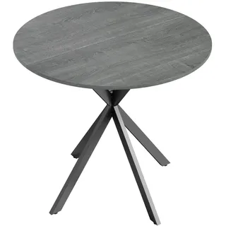 Homcom Küchentisch rund Grau 80/80/75 cm , Metall , Nachbildung , Rund , X-Form , 80x75x80 cm , Esszimmer, Esstische