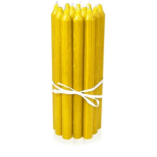 LUMELY dänische Premium Stabkerzen Sonnengelb, 12er Pack, Höhe 29cm, Ø 2,2cm, Brenndauer ca. 14 Stunden, zylindrische Leuchterkerzen, Deko Kerzen Set, Kerzen Skandinavisch