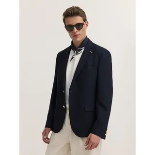 Sakko BUGATTI "Stretch-Futter", Herren, Gr. 50, 390, marine, 69% Polyester, 29% Viskose, 2% Elasthan, unifarben, regular fit, Sakkos Sakko, mit hochwertigen Ösenknöpfen