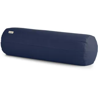 basaho Yoga Bolster Yogarolle | Bio-Baumwolle | Buchweizenschalen | Abnehmbarer und waschbarer Bezug | Yoga Rolle Yogakissen (Mitternachtsblau)